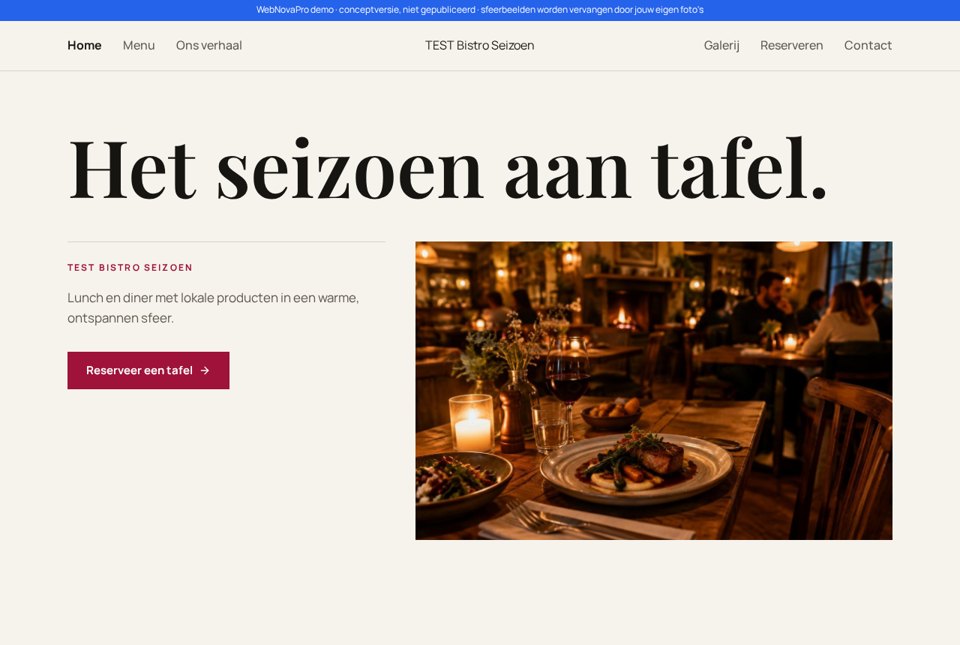 Schermafbeelding van TEST Bistro Seizoen