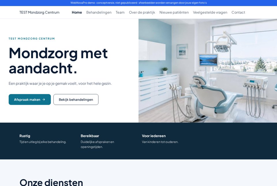 Schermafbeelding van TEST Mondzorg Centrum